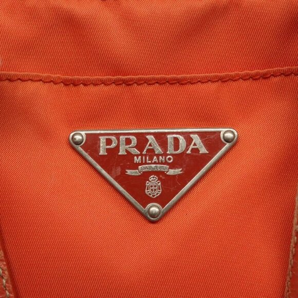 PRADA Tote Bag Nylon Orange Silver Auth - Picture 11 of 15